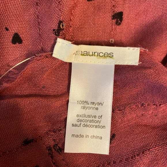 Maurice’s - Lovely plum color long sarong w/black heart & shimmer, 46” x 44” - Picture 8 of 10